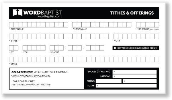 Tithing Envelopes and Offering Envelope